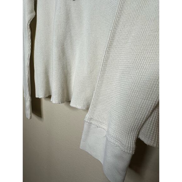 By Anthropologie Heartfelt Merci Graphic Top Waffle Knit Womens Size Small Cream - Picture 4 of 7